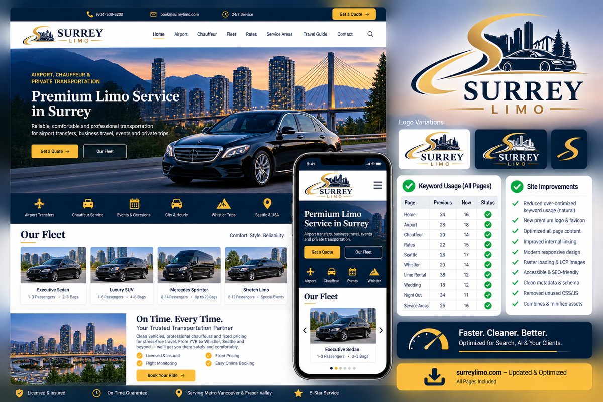 Surrey Limo website screenshot