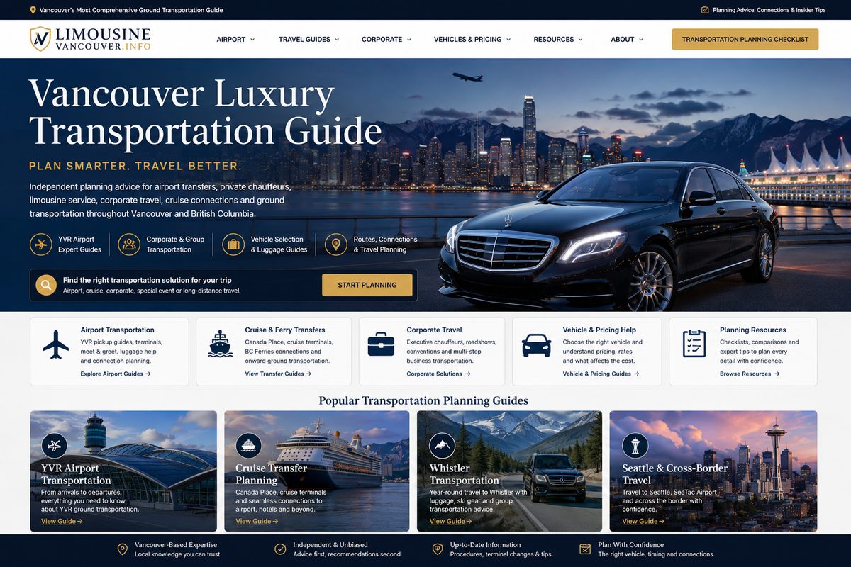 Transportation guide website screenshot
